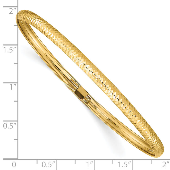 10K Solid Yellow Gold Flexible Bangle Bracelet