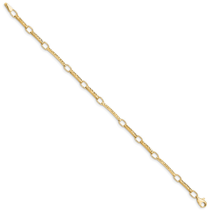 10K Solid Yellow Gold Link Chain Bracelet