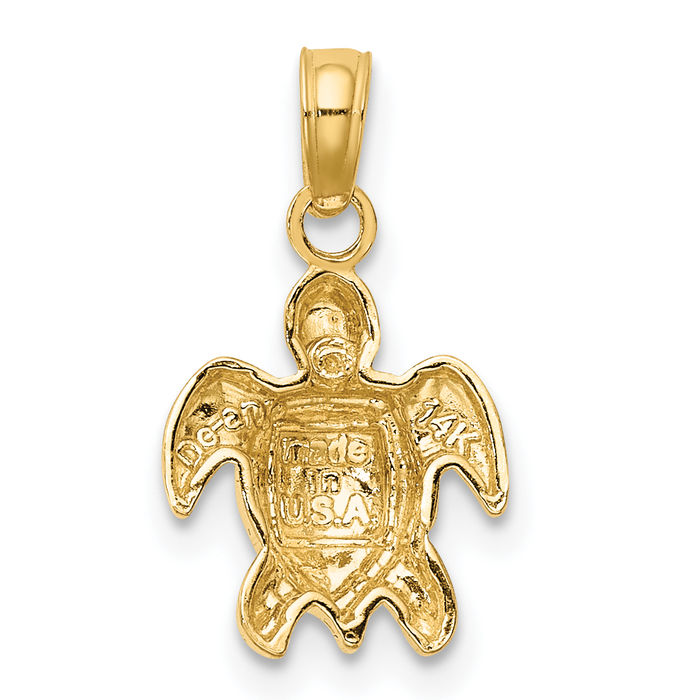 Solid 14k Yellow Gold Textured Sea Turtle Pendant Necklace store Jewelry Gifts for Women