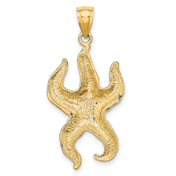 10K Solid Yellow Gold Starfish Necklace Chain Pendant Charm