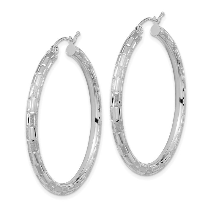 14K Solid White Gold Large Hoop Earrings