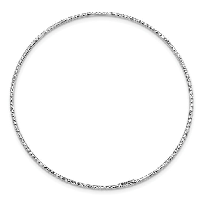14K Solid 1.5mm White Gold Slip On Bangle Bracelet - Picture 10 of 12