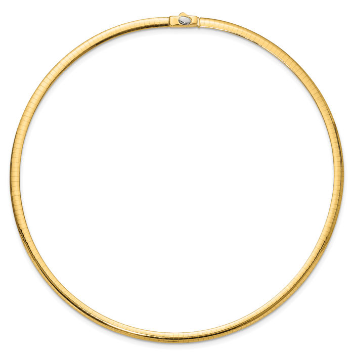 14K Solid Two Tone Gold 4mm Reversible White Yellow Cubetto Omega Snake Chain Herringbone Necklace