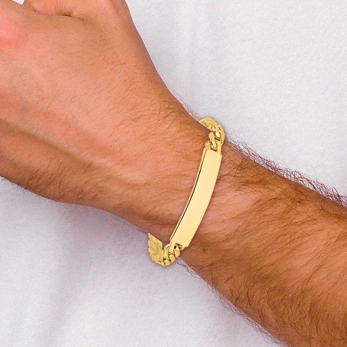 14K Solid Curb Link Name Bar Identification ID Bracelet