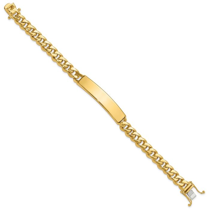 14K Solid Curb Link Name Bar Identification ID Bracelet