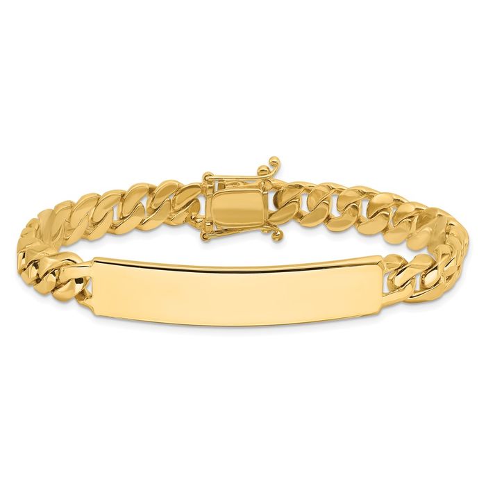 14K Solid Curb Link Name Bar Identification ID Bracelet