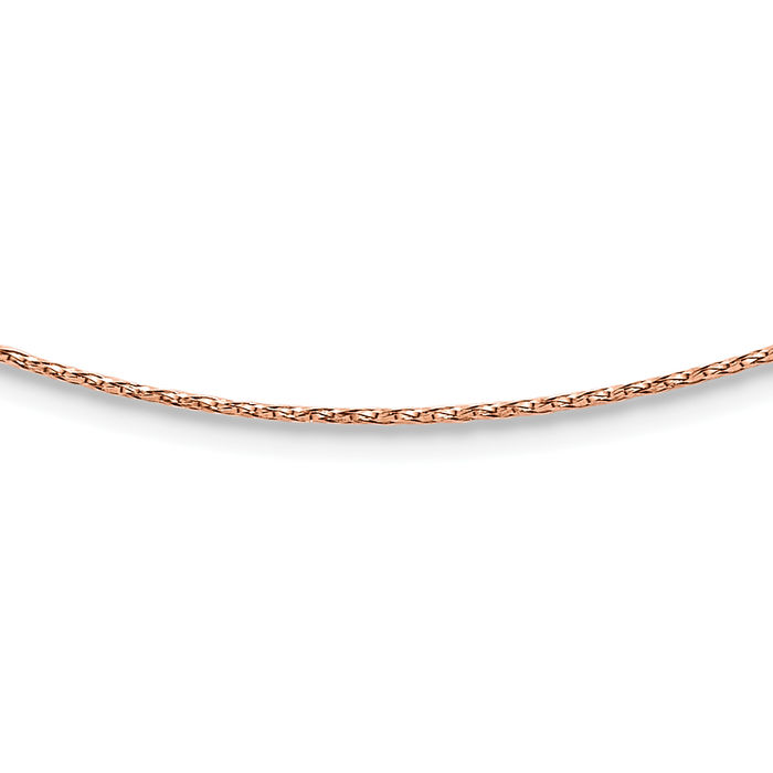 14K Solid Rose Pink Gold 0.75mm Neck Collar Neckwire Chain Cuff Choker Necklace