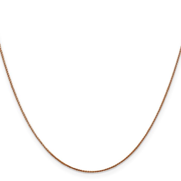 14K Solid Rose Pink Gold 0.85mm Spiga Wheat Link Chain Necklace