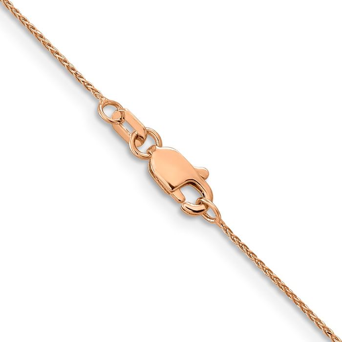 14K Solid Rose Pink Gold 0.85mm Spiga Wheat Link Chain Necklace