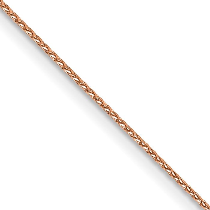 14K Solid Rose Pink Gold 0.85mm Spiga Wheat Link Chain Necklace