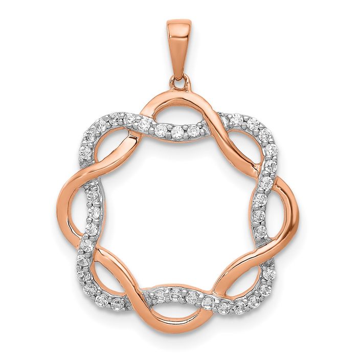 14K Solid Rose Gold Diamond Twisted Necklace - Picture 11 of 12