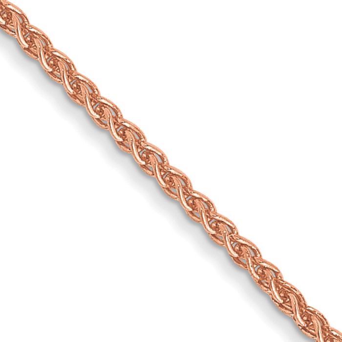 14K Solid Rose Pink Gold 1mm Spiga Wheat Link Chain Necklace