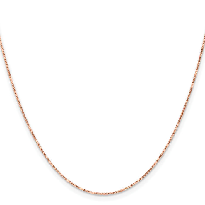 14K Solid Rose Pink Gold 1mm Spiga Wheat Link Chain Necklace