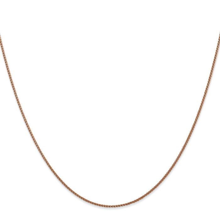 14K Solid Rose Pink Gold 1.05mm Spiga Wheat Link Chain Necklace