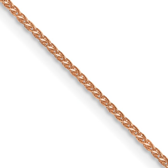 14K Solid Rose Pink Gold 1.05mm Spiga Wheat Link Chain Necklace