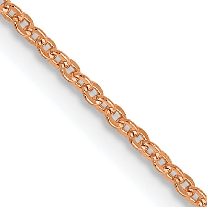 14K Solid Rose Pink Gold 1.1mm Cable Rolo Link Chain Belcher Necklace