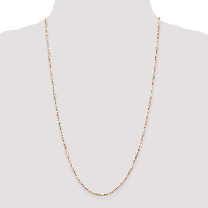 14K Solid Rose Pink Gold 1.10mm Rope Chain Twisted Link Necklace