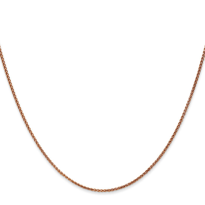 14K Solid Rose Pink Gold 1.25mm Spiga Wheat Link Chain Necklace