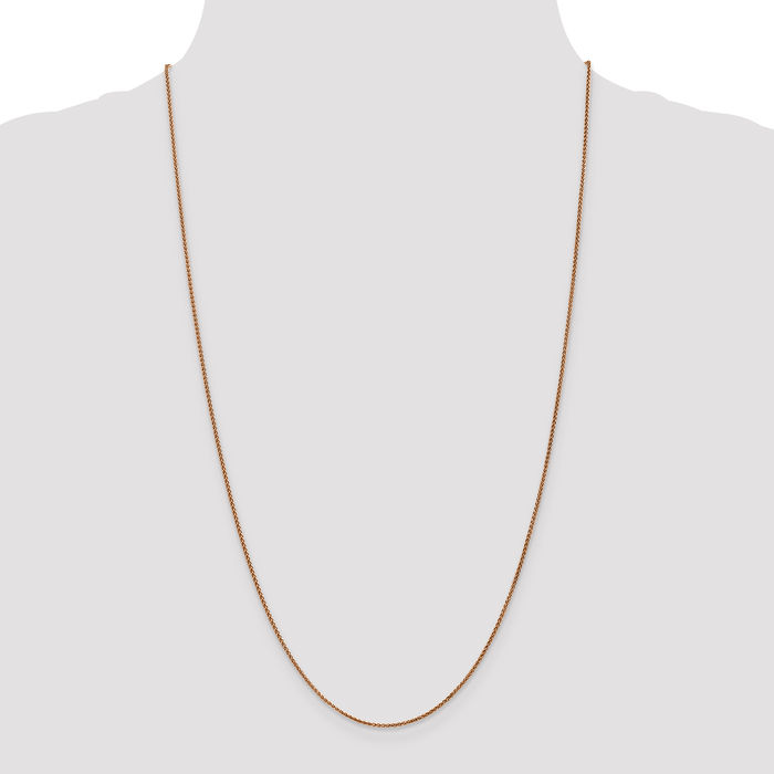 14K Solid Rose Pink Gold 1.25mm Spiga Wheat Link Chain Necklace