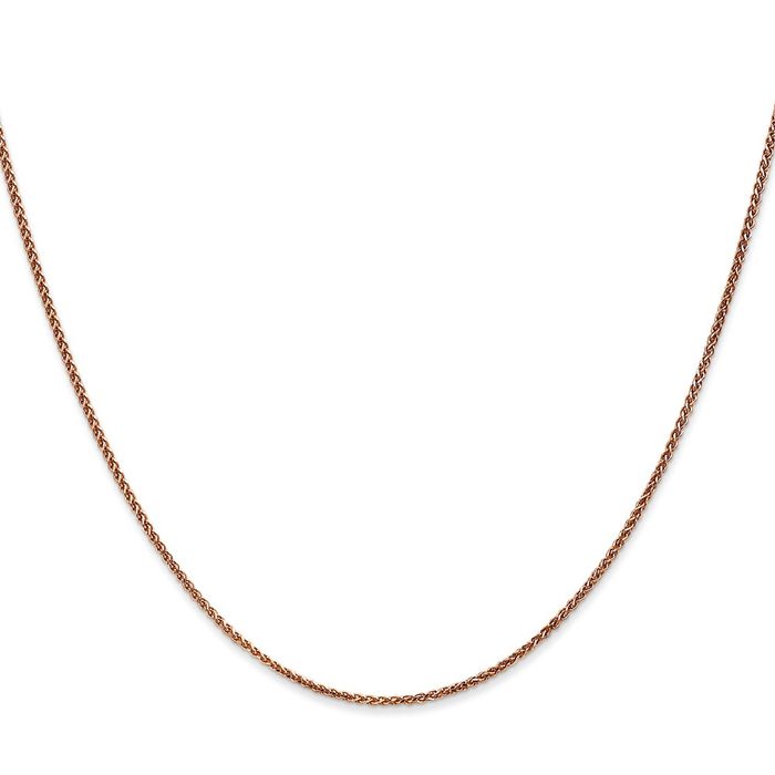 14K Solid Rose Pink Gold 1.2mm Spiga Wheat Link Chain Necklace