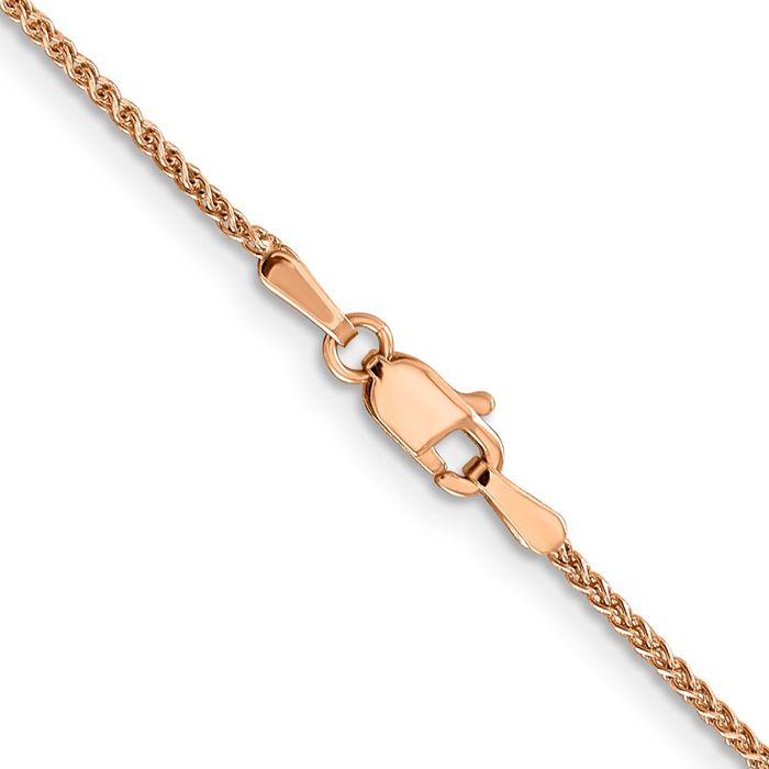 14K Solid Rose Pink Gold 1.2mm Spiga Wheat Link Chain Necklace