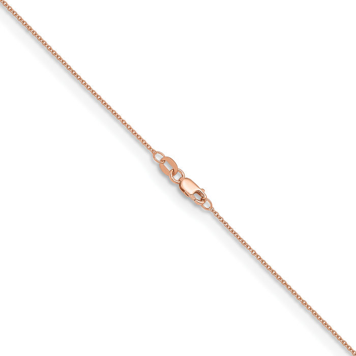 14K Solid Rose Pink Gold 1.3mm Cable Rolo Link Chain Belcher Necklace