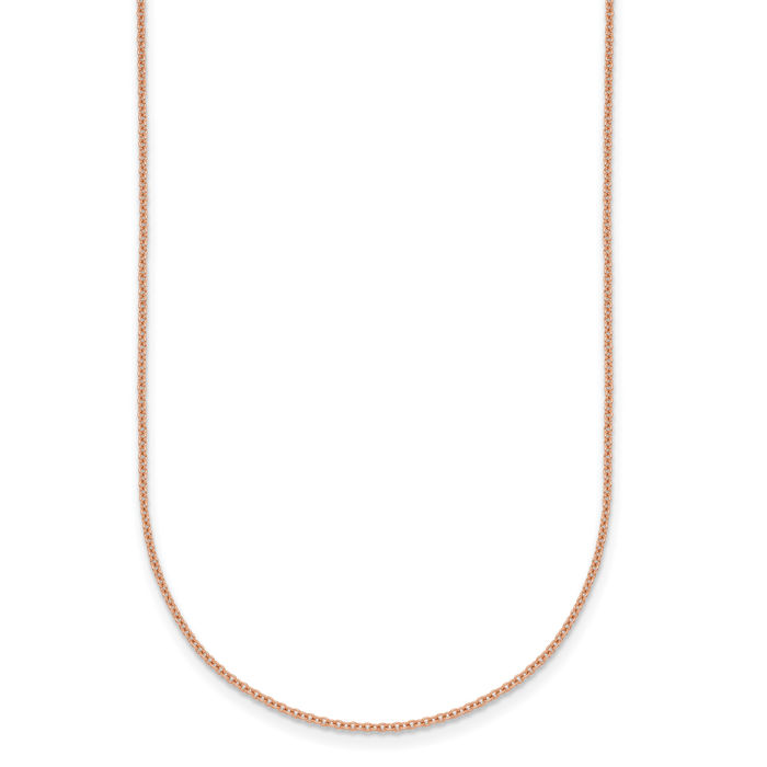 14K Solid Rose Pink Gold 1.3mm Cable Rolo Link Chain Belcher Necklace