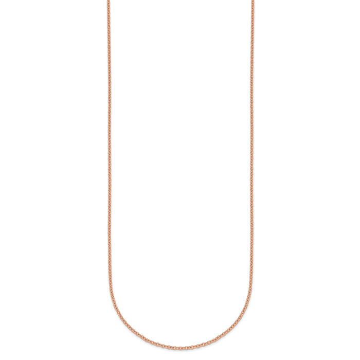 14K Solid Rose Pink Gold 1.5mm Cable Rolo Link Chain Belcher Necklace