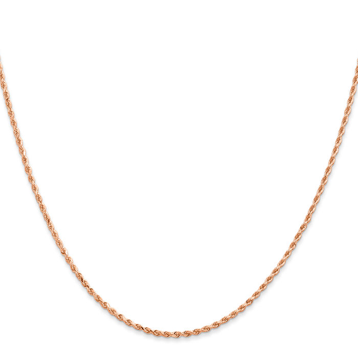 14K Solid Rose Pink Gold 1.5mm Rope Chain Twisted Link Necklace