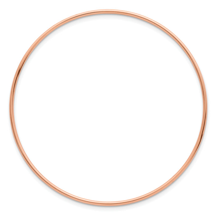 14K Solid Rose Pink Gold 1.5mm Slip On Bangle Bracelet