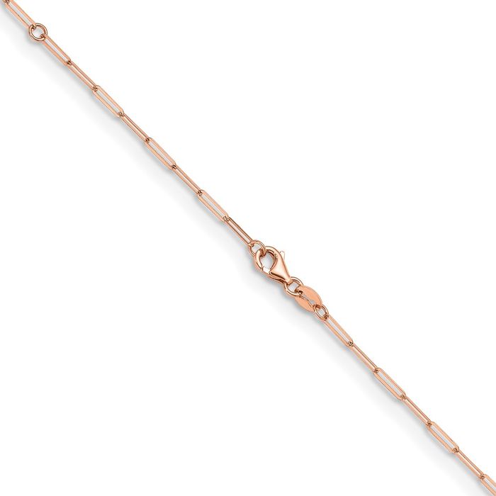 14K Solid Rose Pink Gold 1.7mm Paperclip Cable Rolo Link Chain Belcher Necklace