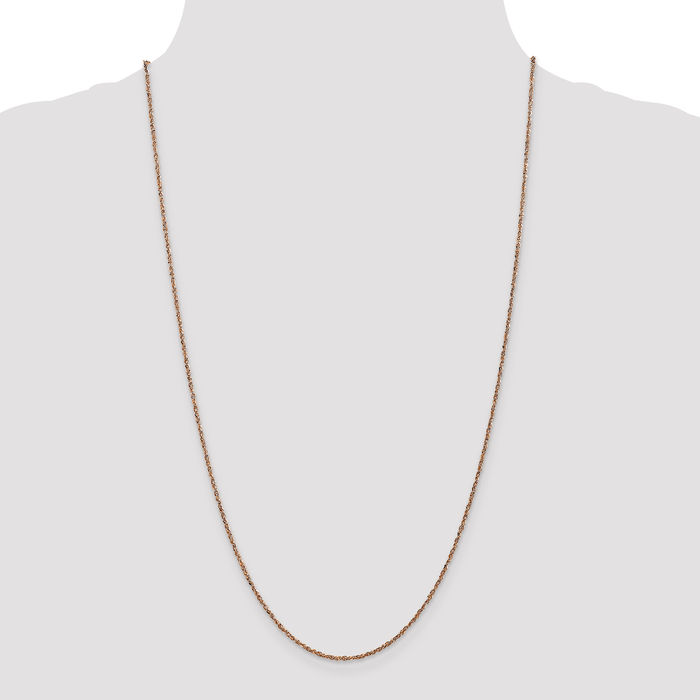 14K Solid Rose Pink Gold 1.7mm Rope Chain Twisted Link Necklace