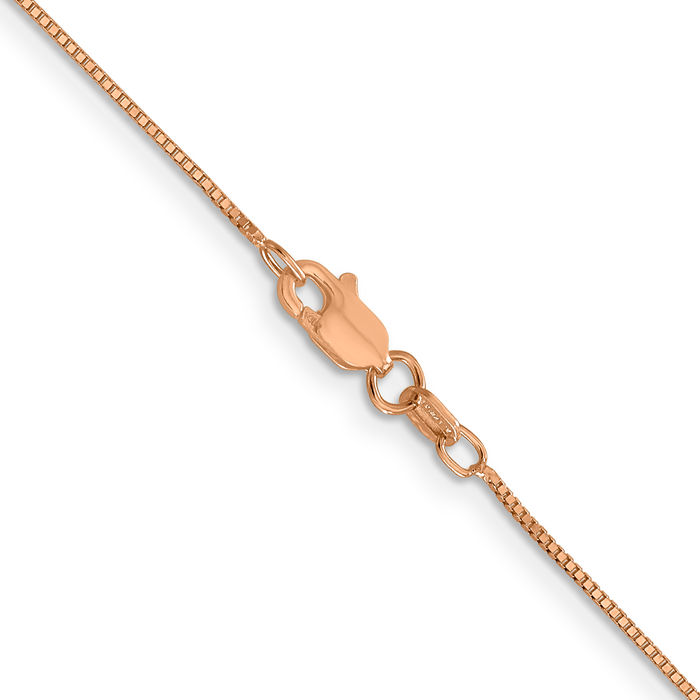 14K Solid Rose Pink Gold 0.7mm Box Link Chain Necklace