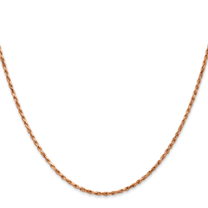 14K Solid Rose Pink Gold 1.8mm Rope Chain Twisted Link Necklace