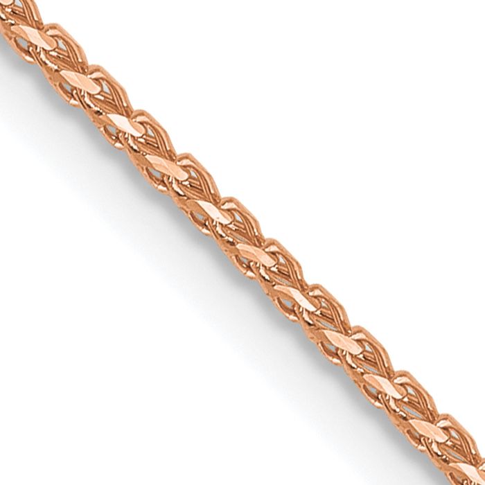 14K Solid Rose Pink Gold 1mm Franco Link Chain Necklace