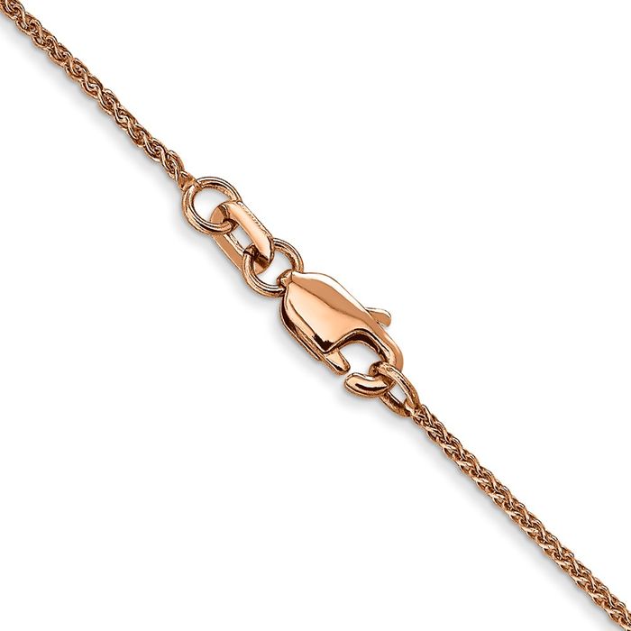 14K Solid Rose Pink Gold 1mm Spiga Wheat Link Chain Necklace