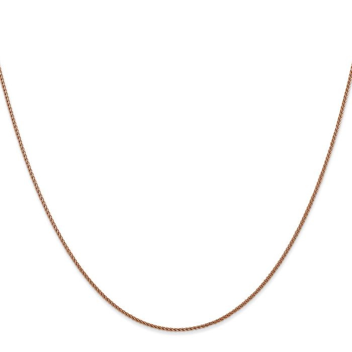 14K Solid Rose Pink Gold 1mm Spiga Wheat Link Chain Necklace