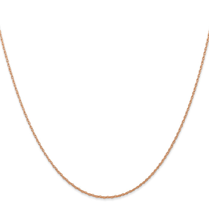 14K Solid Rose Pink Gold 0.7mm Cable Rope Chain Twisted Link Necklace