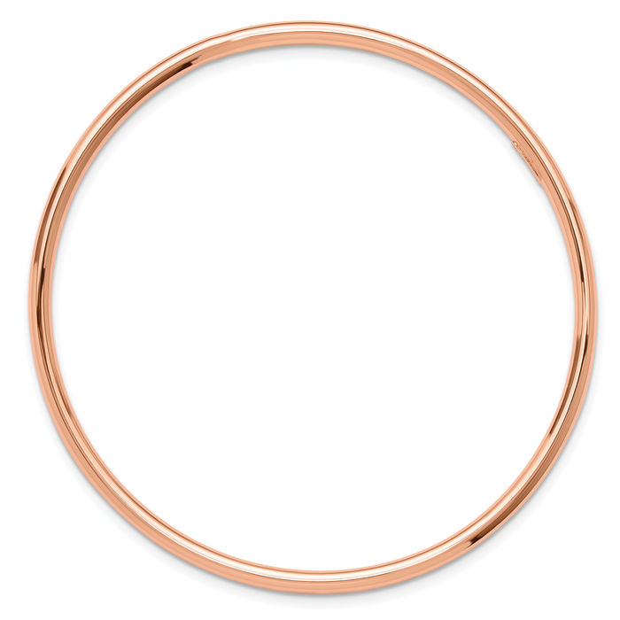 14K Solid Rose Pink Gold 3mm Slip On Bangle Bracelet