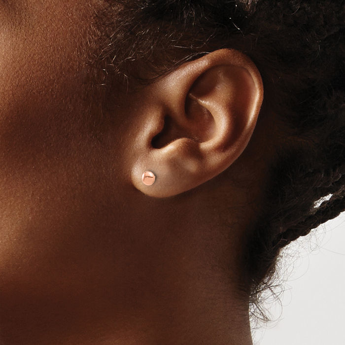 14K Solid Rose Pink Gold 4.5mm Button Stud Earrings