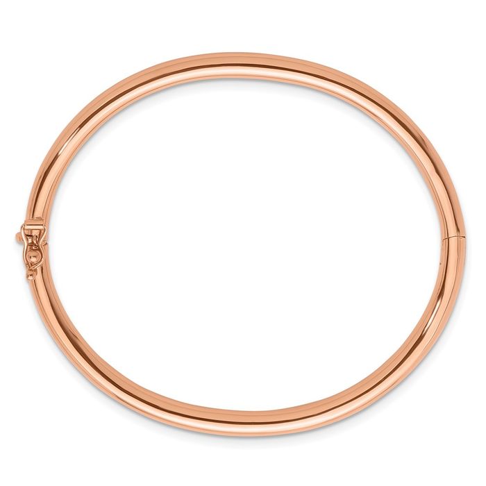 14K Solid Rose Pink Gold 4mm Bangle Bracelet