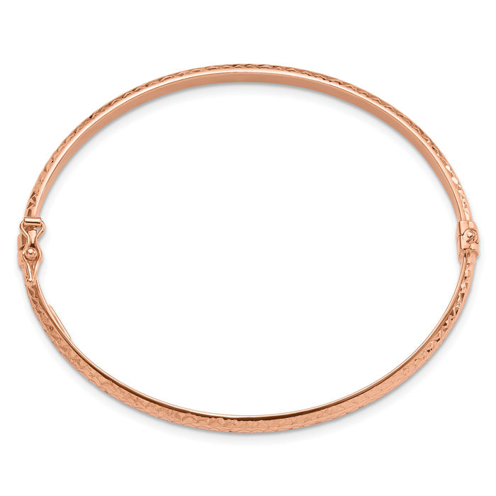 14K Solid Rose Pink Gold 4mm Bangle Bracelet