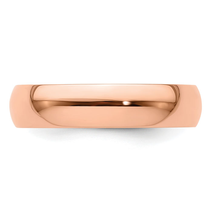 14K Solid Rose Gold 5mm Half Round Classic Wedding Ring - Picture 11 of 112