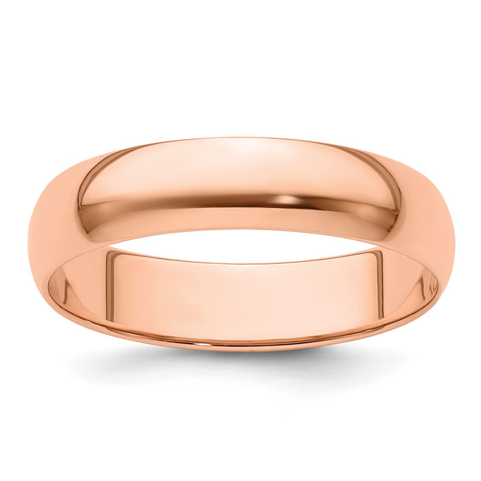 14K Solid Rose Gold 5mm Half Round Classic Wedding Ring - Picture 8 of 112