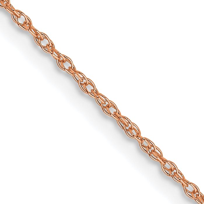 14K Solid Rose Pink Gold 0.7mm Cable Rope Chain Twisted Link Necklace