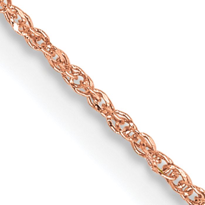 14K Solid Rose Pink Gold 0.7mm Rope Chain Twisted Link Necklace