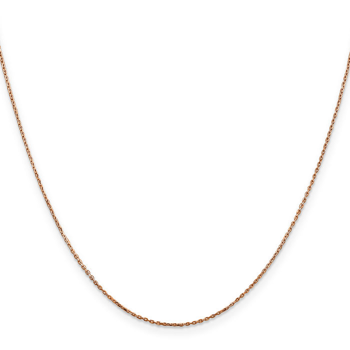 14K Solid Rose Pink Gold 0.8mm Cable Rolo Link Chain Belcher Necklace