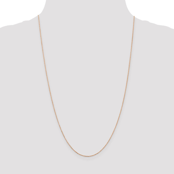 14K Solid Rose Pink Gold 0.8mm Cable Rolo Link Chain Belcher Necklace