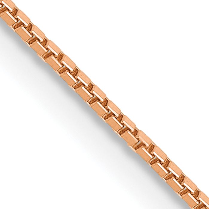 14K Solid Rose Pink Gold 0.9mm Box Link Chain Necklace