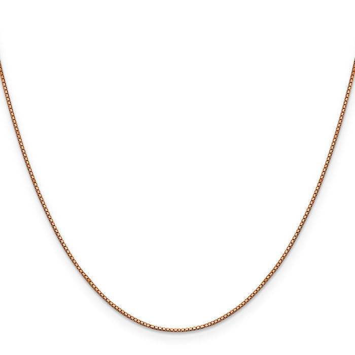 14K Solid Rose Pink Gold 0.9mm Box Link Chain Necklace